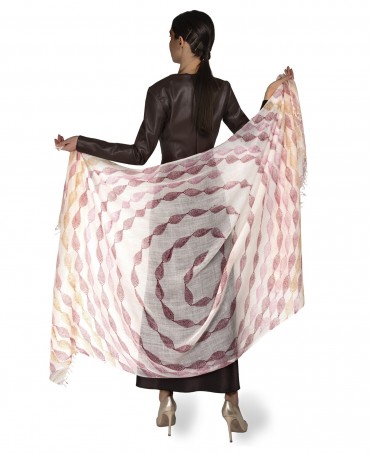 Палантин Унисекс HAND.W40-LEAFS/WH.ROSE